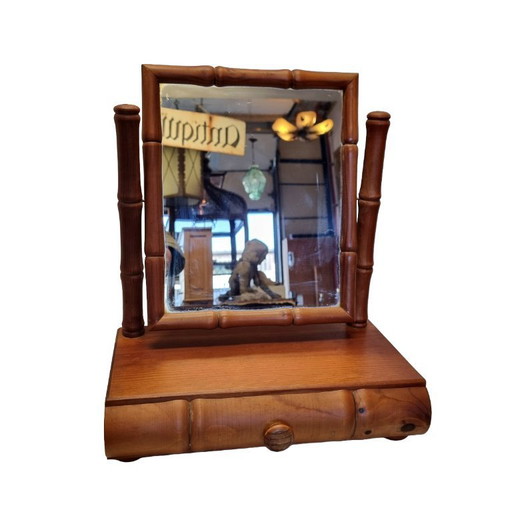 Vintage Franse houten tafelspiegel