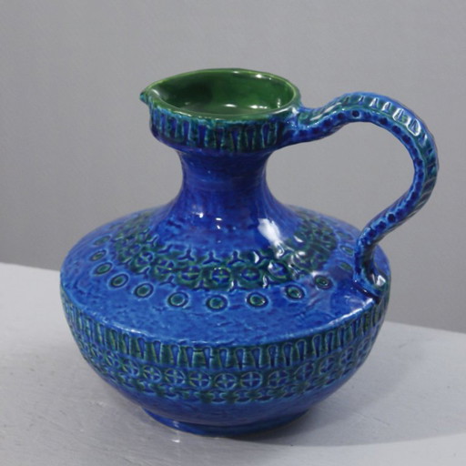 Vase Bitossi Aldo Londi Rimini Blu Vintage Ceramic 1970s Italy