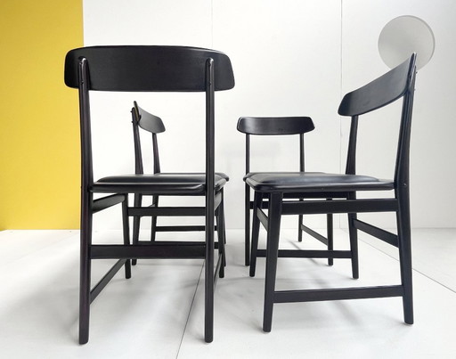 4x Sedia Lucio Costa, Sergio Rodriguez, LinBrazil – eetkamerstoelen, Leather, Wood