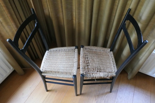 2 Chaises design Gio Ponti Italie avec 2 barreaux latéraux