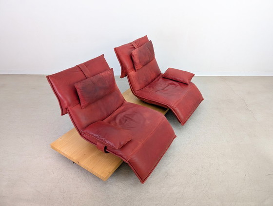 Image 1 of Original Koinor Free Motion 2 Edit Sofa Couch Eiche Leder rot