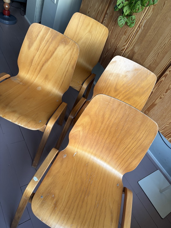 Image 1 of Ensemble de 4 chaises de salle à manger vintage en contreplaqué