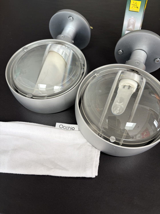 Image 1 of 2 x Occhio Sento Wandleuchte mit mattverchromter Linse und satiniertem Glas (Halogen)