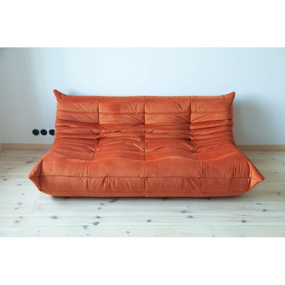 Image 1 of Ensemble salon vintage Togo en velours orange par Michel Ducaroy pour Ligne Roset, France 1973