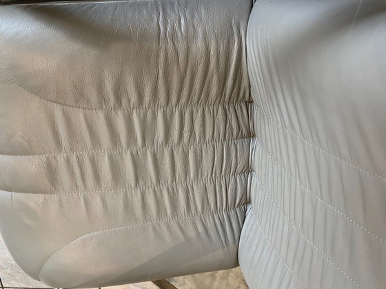 Image 1 of Pareja de sillones plegables Souvignet en cuero cromado gris, 1980