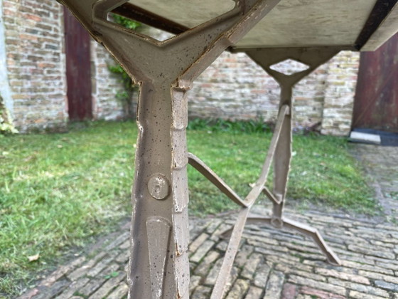 Image 1 of Tavolo da giardino, tavolo da bistrot con piano in marmo, stile Art Déco francese