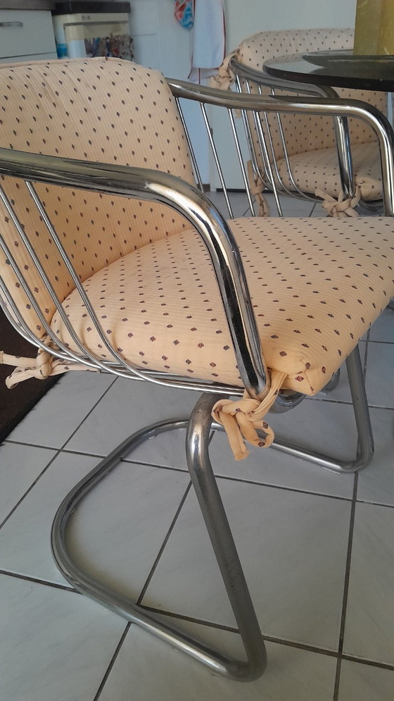 Image 1 of Round dining table with 4 chairs, 1970s