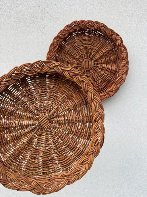 Vintage Rattan Wanddekoration Teller