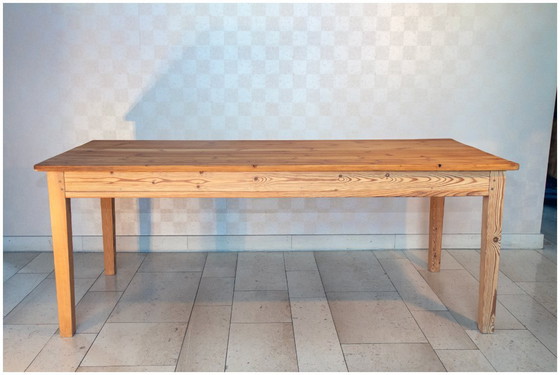 Image 1 of Farmhouse table, draper's table, solid wood, mid-20th century, restored