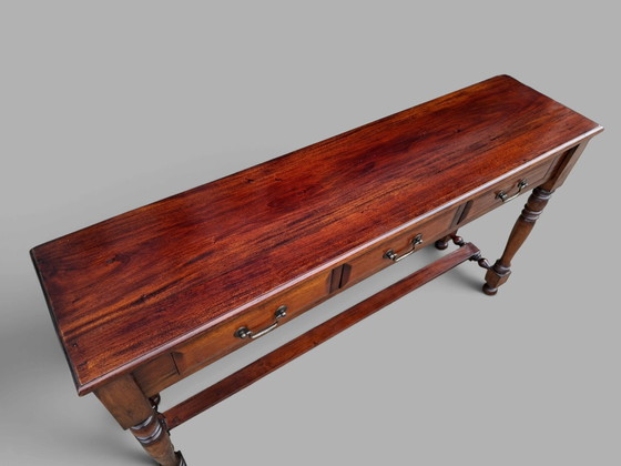 Consolle classica inglese, tavolo a muro, Consolle, dimensioni: 140x34cm e 77cm di altezza. – Console, Legno (photo 4 of 5)