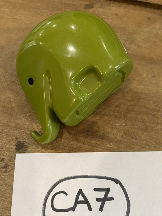 Image 1 of Sparschwein mit grünem Elefantenmotiv, CA7, von Luigi Colani, Dresdner Bank, 1970