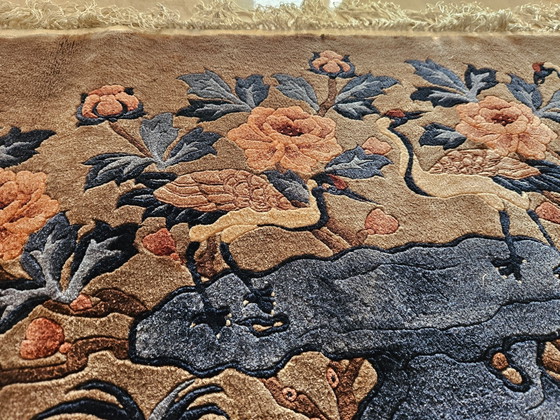 Handgeknoopt zijden vloerkleed met kraanvogelmotief, China, jaren 50 – Vloerkleden en tapijten, Silk (photo 15 of 18)