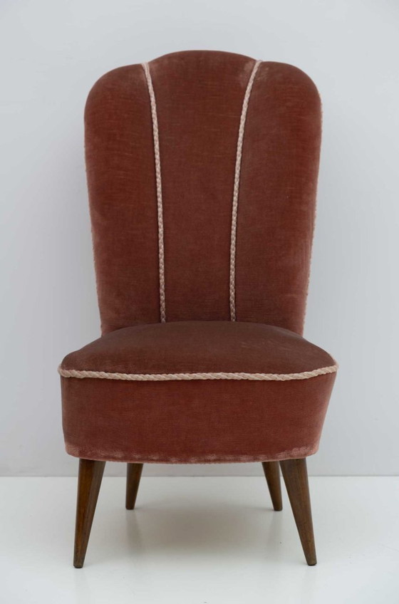 Image 1 of Fauteuil inclinable en velours italien Nello Pini Mid-Century Modern de Novarredo, 50