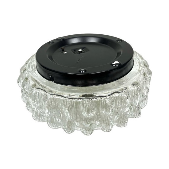 Image 1 of Lámpara de techo de cristal, aplique de pared RZB 32310 con motivo floral / Cristal de hielo, Alemania, década de 1970.
