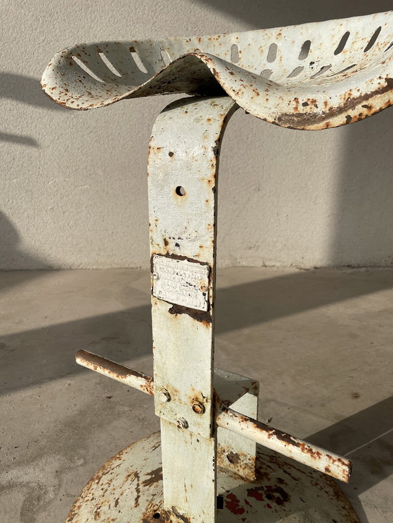 Image 1 of Vintage industrial stool - French stamped manufacture