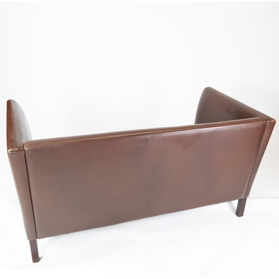 Image 1 of Vintage dark brown leather upholstered 2-seater sofa by Stouby Furniture, Denmark 1960