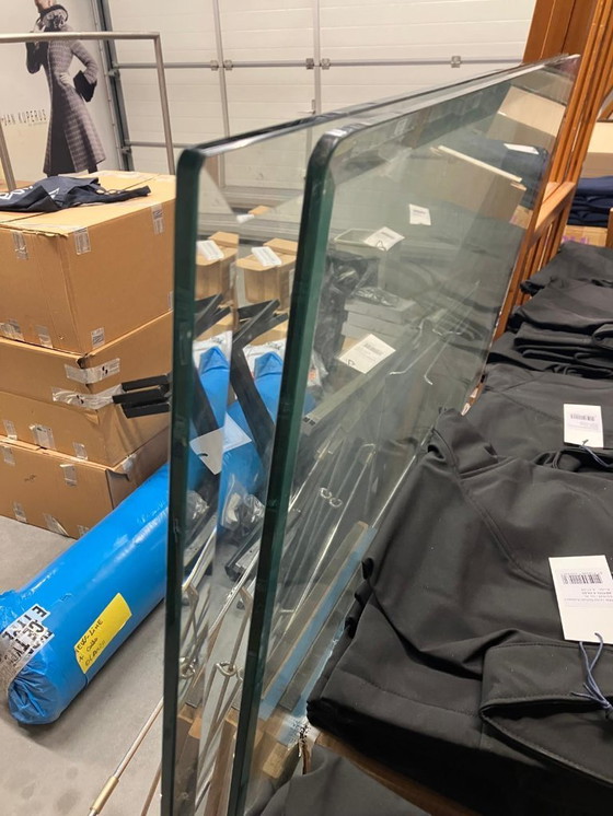 Image 1 of 2x Vintage glass table with iron frame 1970 Max Sauze