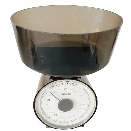 Image 1 of Vintage retro weegschaal Hanson bruin beige 1970's