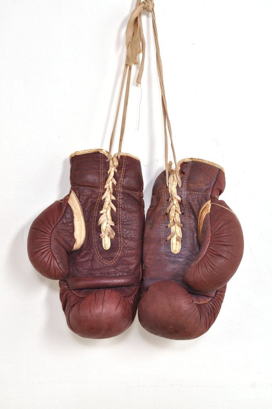 Vintage Ken-Wel lederen bokshandschoenen, 1950s – Decoratieve objecten, Leather (photo 3 of 9)