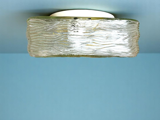 Image 1 of Vierkante helder glazen inbouwlamp voor lage plafonds of wand, 1990