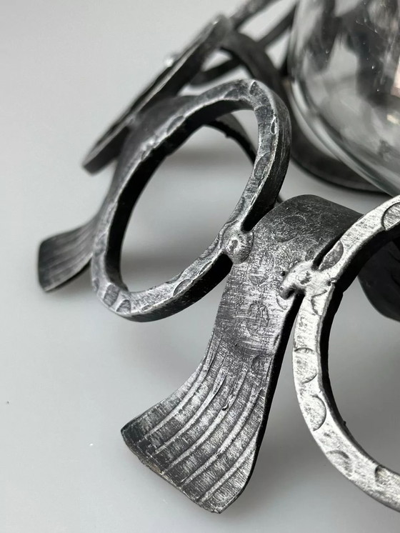 Image 1 of 60s 70s Brutalistische wandlamp of plafondlamp van ijzer & glas design