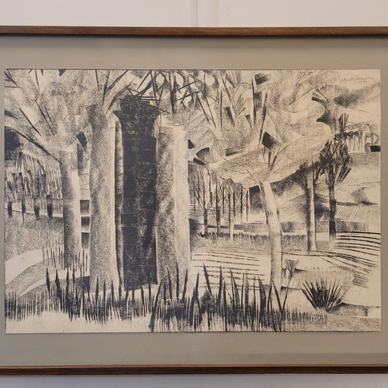 Image 1 of Dibujo A Carboncillo Sobre Papel “Bosque”, Joan Granados Llimona, 1977- España