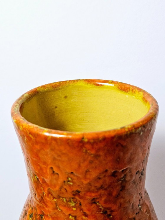Image 1 of Mid-Century Ceramic Vase With Special Glaze | Original Tófej Pottery From Hungary | Unique Shape & Impressive Colors | 35cm 