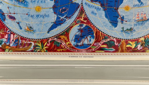 Air France Vintage-Glasaschenbecher mit Weltkarte – Mid-Century-Design