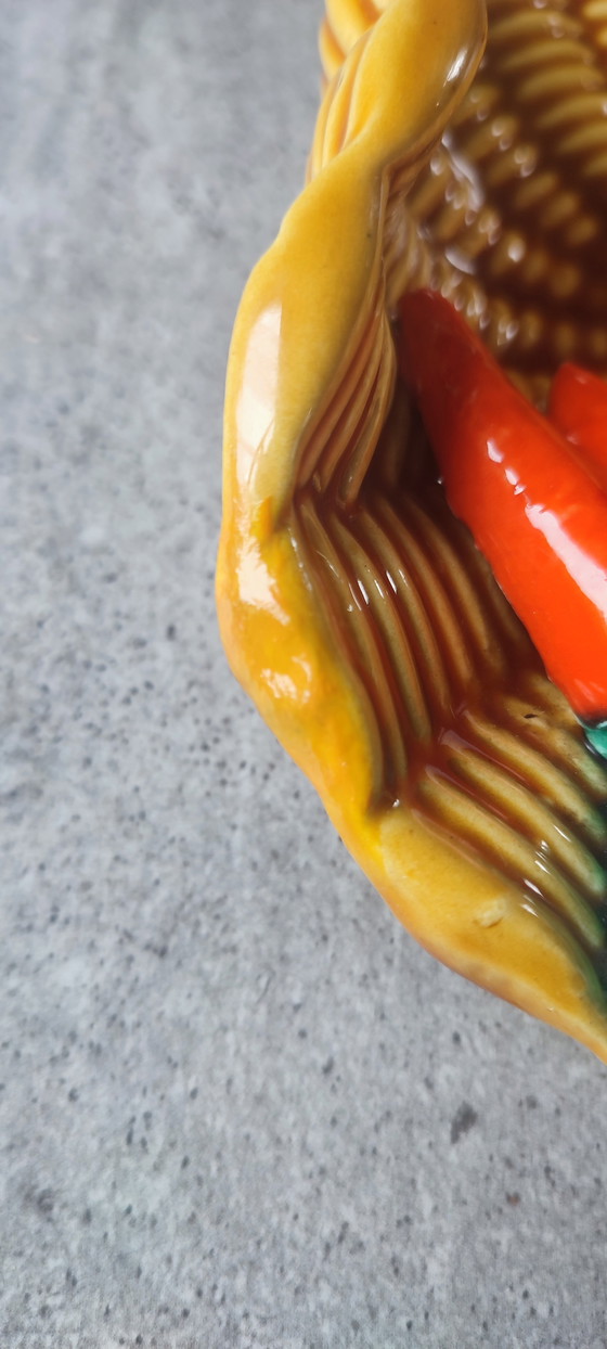 Image 1 of Barbotine "Carrot Basket" Vallauris