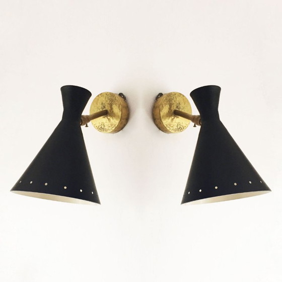 Image 1 of Pair of Italian design wall lights from the 1950s
