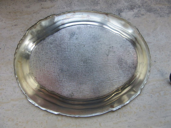 Image 1 of Serving Dish Signed Made in Japan, Sterling Silver Overlay, Vintage
