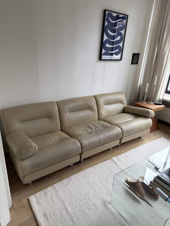 Image 1 of Vintage leather sofa cream