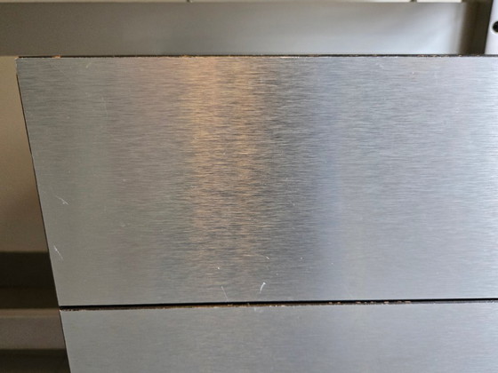 Image 1 of Vintage 1970s desk by Etienne Fermigier for JFR, stainless steel & aluminum, 70s space age