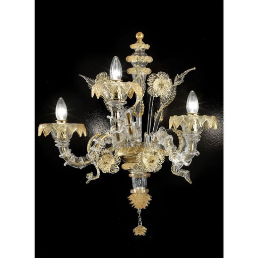 Italiaans Murano glas Ca’ Rezzonico – Handgemaakt ontwerp met gouden bloemenmotief