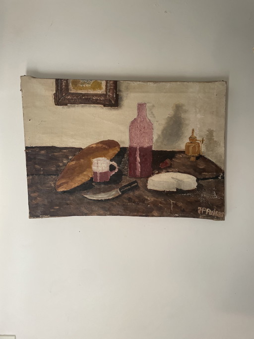 Natura morta a olio, stile naif