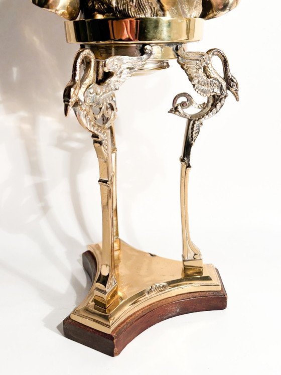 1970s Gilded Bronze Ram's Head Sculpture with Pedestal – Brass (photo 4 of 11)