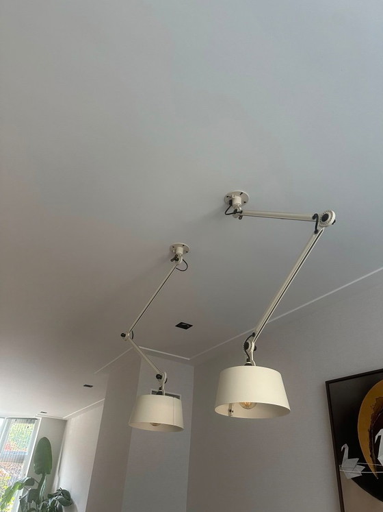 Image 1 of Tonone (two) Bolt ceiling lamps. Double arm. White aluminium.