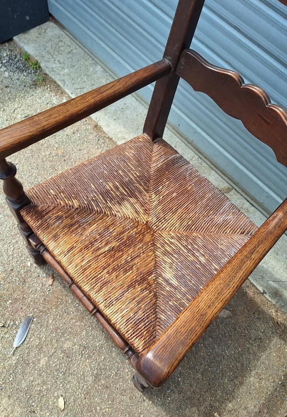 Image 1 of Coppia di poltrone rustiche in legno e paglia