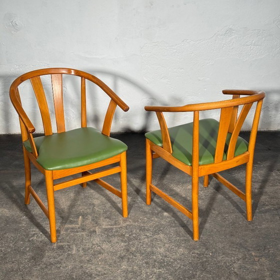 Image 1 of Set of 4 Carl-Ewert Ekström Chairs, Reupholstered in Leather, 1970s