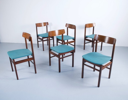 6 ITALIAN ROSEWOOD CHAIRS CONSORZIO SEDIE FRUILI ANNÉES 60' SERIE A