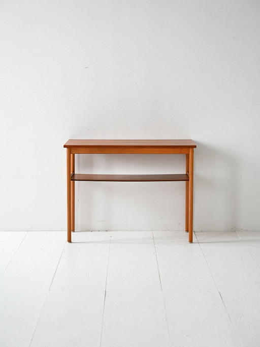 Mesa de centro escandinava vintage de los años 50 en haya y teca.