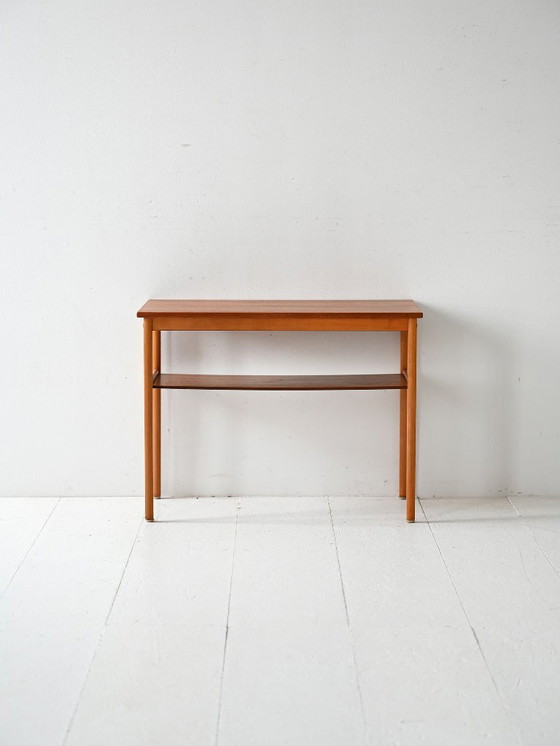 Image 1 of Tavolino da caffè vintage scandinavo anni '50 in faggio e teak