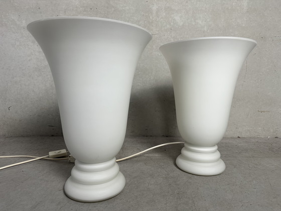Image 1 of 2x vintage opaline vase lamps