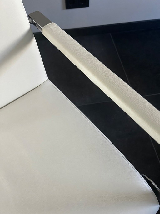 6 Leather Hülsta Cantilever Dining Chairs – eetkamerstoelen, Chrome (photo 2 of 5)