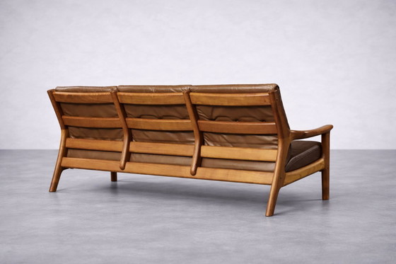 Image 1 of Vintage Mid-Century Danish Modern 3-Seater Brown Leather Sofa by Georg Thams from A/S Vejen Polstermøbelfabrik, 1960s
