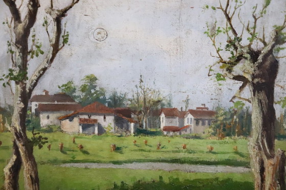 Image 1 of Set of 2 Countryside Landscapes, Oil on Board, Italy Early 20th Century