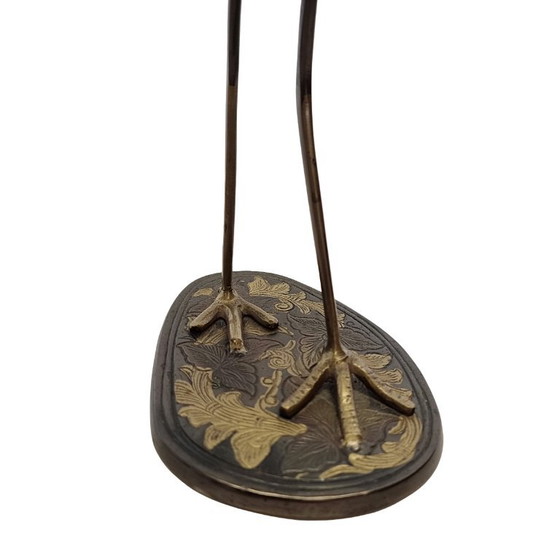 Vintage Brass Crane Bird Sculpture – India 1980s – Decorative Objects (photo 6 of 7)