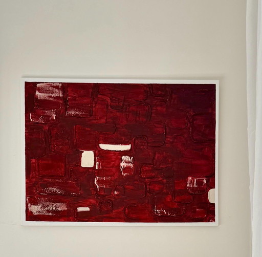 Carmine Silence – Arte minimalista rossa testurizzata – Pittura acrilica contemporanea