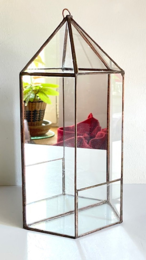 Image 1 of Fioriera vintage in vetro e ottone