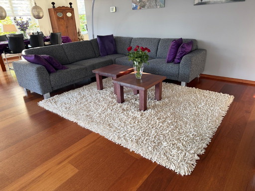 Alfombra grande de lana de pelo largo de 260x200 cm – Woolmark – Crema/Beige